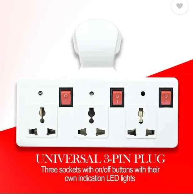 3 Pin Multi Plug Point  Cordless Wall Socket Extension Board